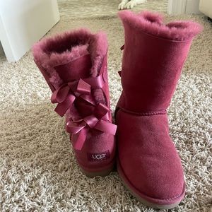 Ruby pink bow tie Ugg’s